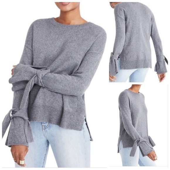 Madewell • Grey Tie Cuff Sweater